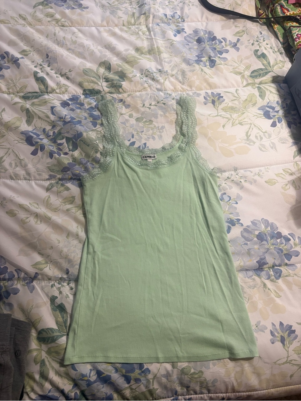 Express Mint Lace-Trim Women's Tank Top